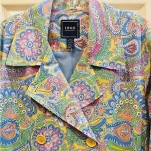 Izod Outerwear Paisley Print Trench Size L